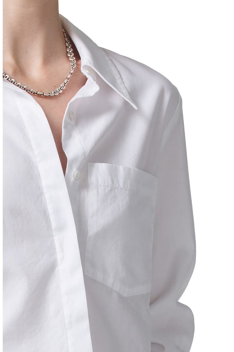 Lisette Crop Cotton Sateen Button-Up Shirt, Alternate, color, WHITE