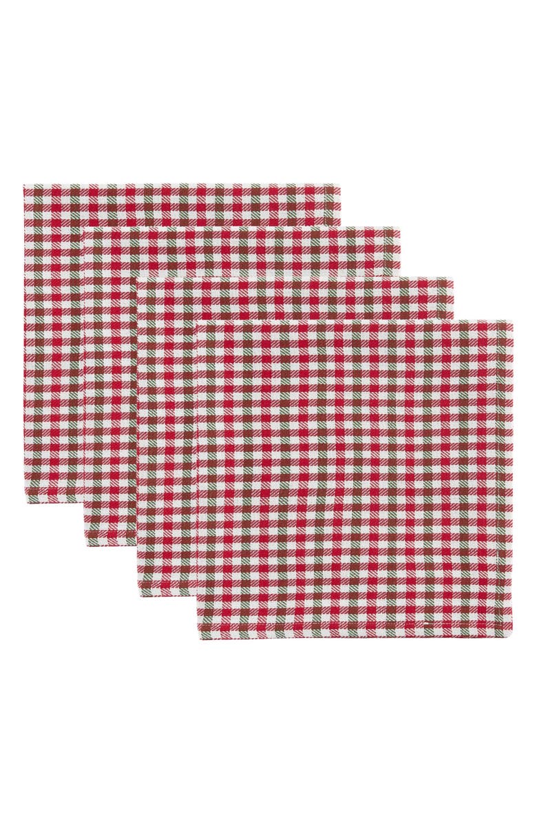 Design Imports Holiday Houndstooth 4-Piece Napkin Set, Main, color, Holiday Houndstooth Plaid