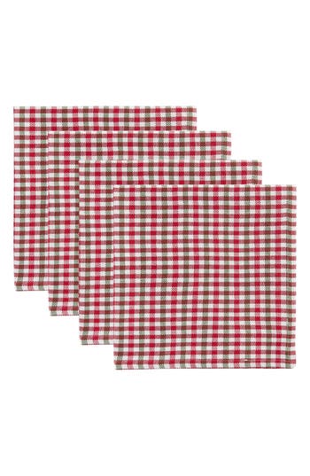 Design Imports Holiday Houndstooth 4-piece Napkin Set In Red