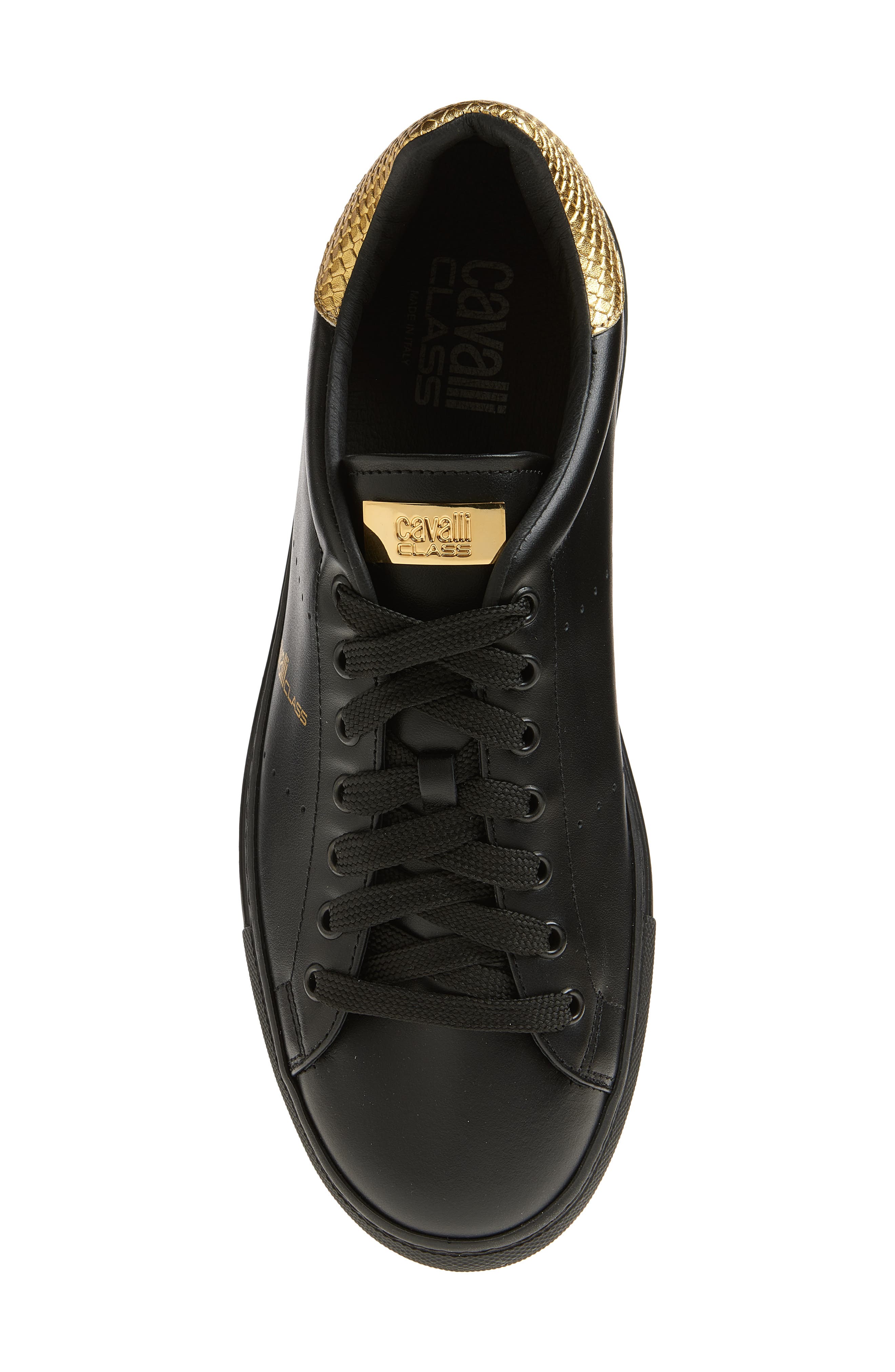 Roberto Cavalli Low Top Sneaker, Alternate, color, Black Gold