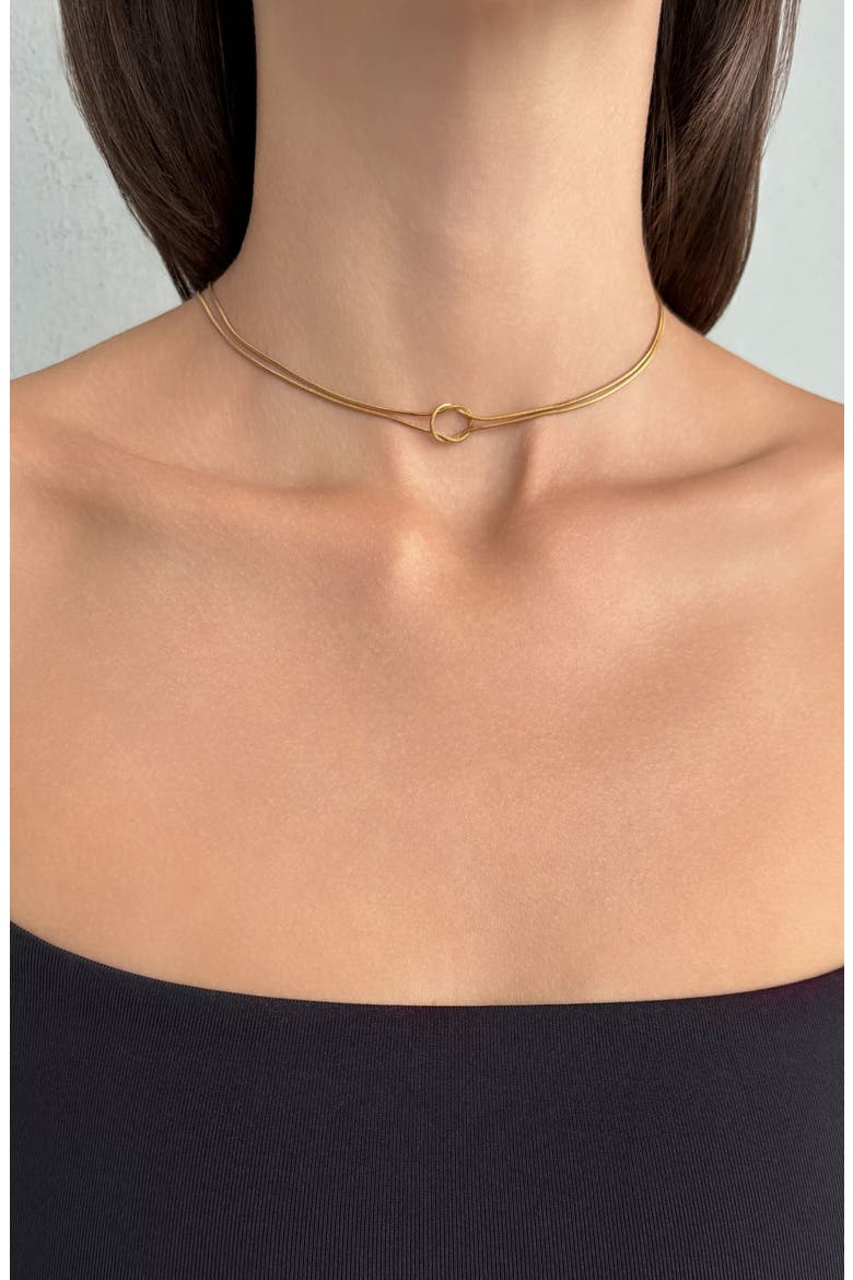 18K Gold Plated Knotted Snake Chain Necklace, Alternate, color, GOLD