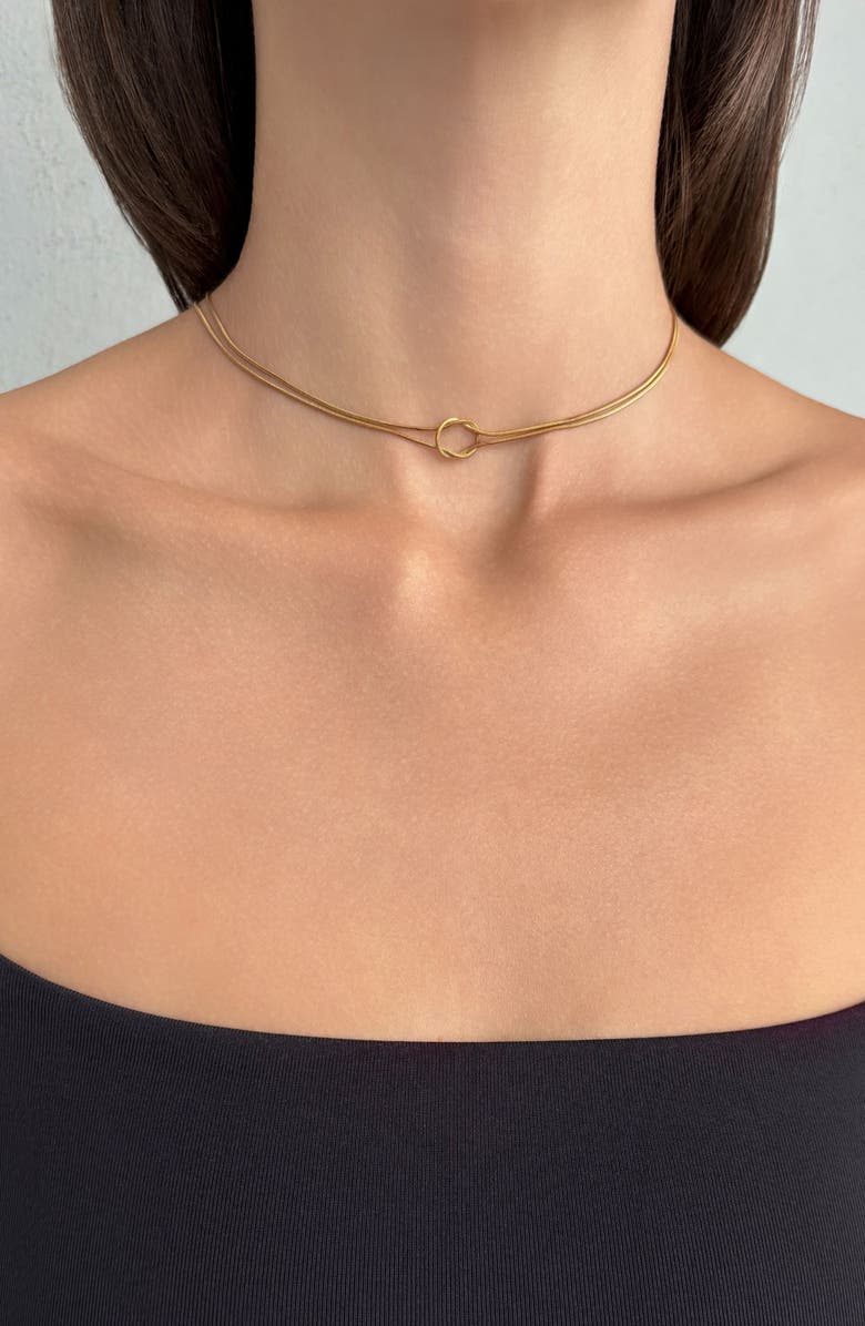 Adornia 18K Gold Plated Knotted Snake Chain Necklace, Alternate, color, Gold