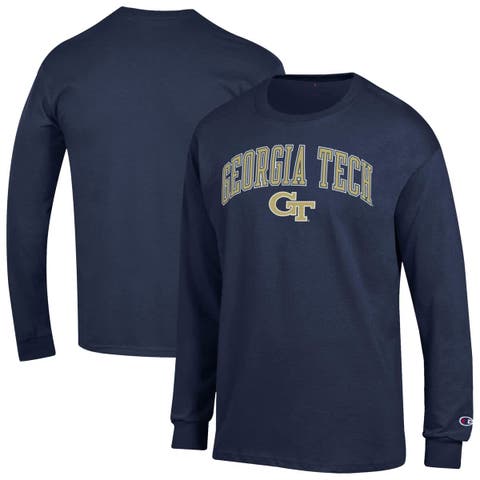 Men's Champion  Navy Georgia Tech Yellow Jackets Arch Over Logo Long Sleeve T-Shirt