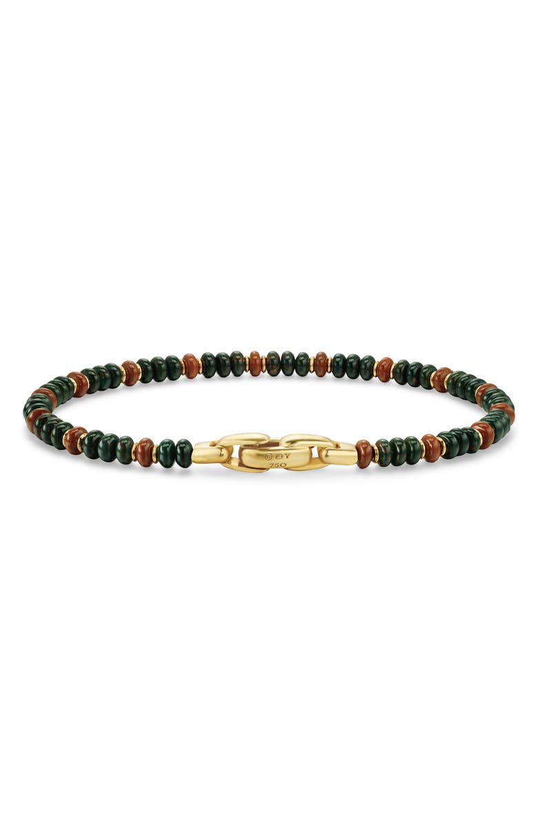 David Yurman Men's Spiritual Beads Bracelet in 18K Yellow Gold with Bloodstone and Red Jasper, Alternate, color, 18K Gold