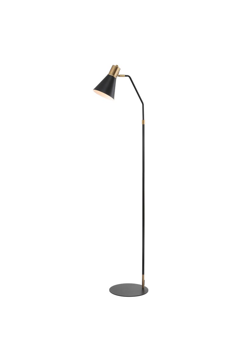 Apollo Modern Metal LED Task Floor Lamp, Main, color, Black/Brass Gold