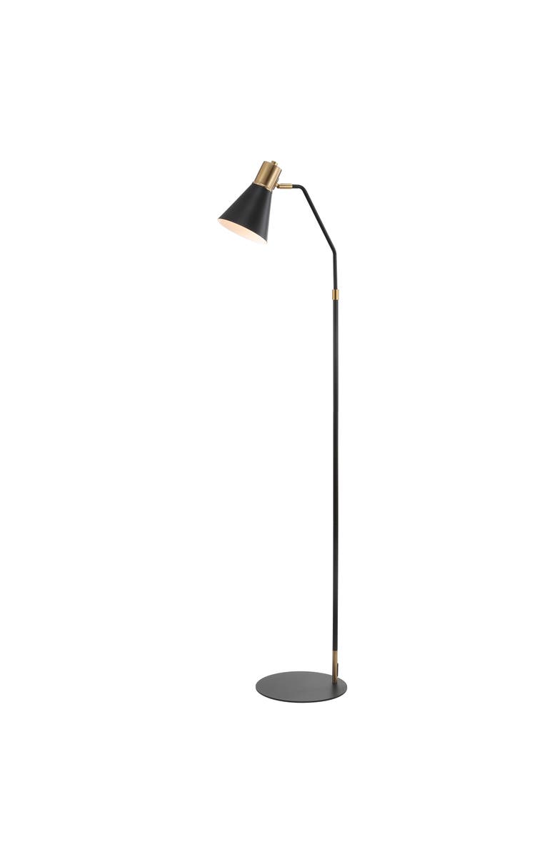 JONATHAN Y Apollo Modern Metal LED Task Floor Lamp, Main, color, Black/Brass Gold