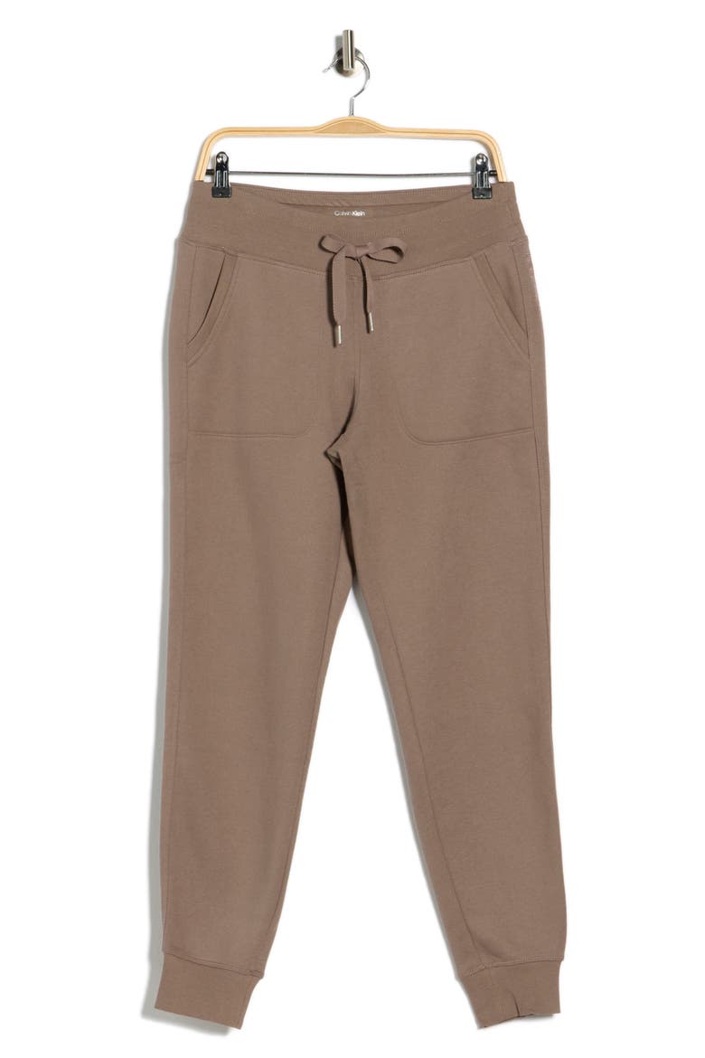 Rib Trim Fleece Joggers, Alternate, color, FOSSIL