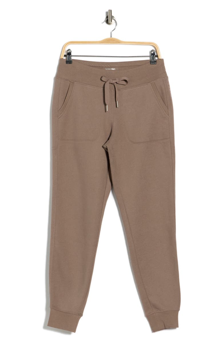 Calvin Klein Rib Trim Fleece Joggers, Alternate, color, Fossil
