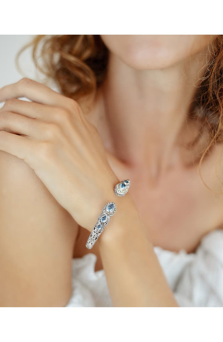 DEVATA 18K Gold & Sterling Silver Citrine & Peridot Filigree Cuff Bracelet, Alternate, color, 