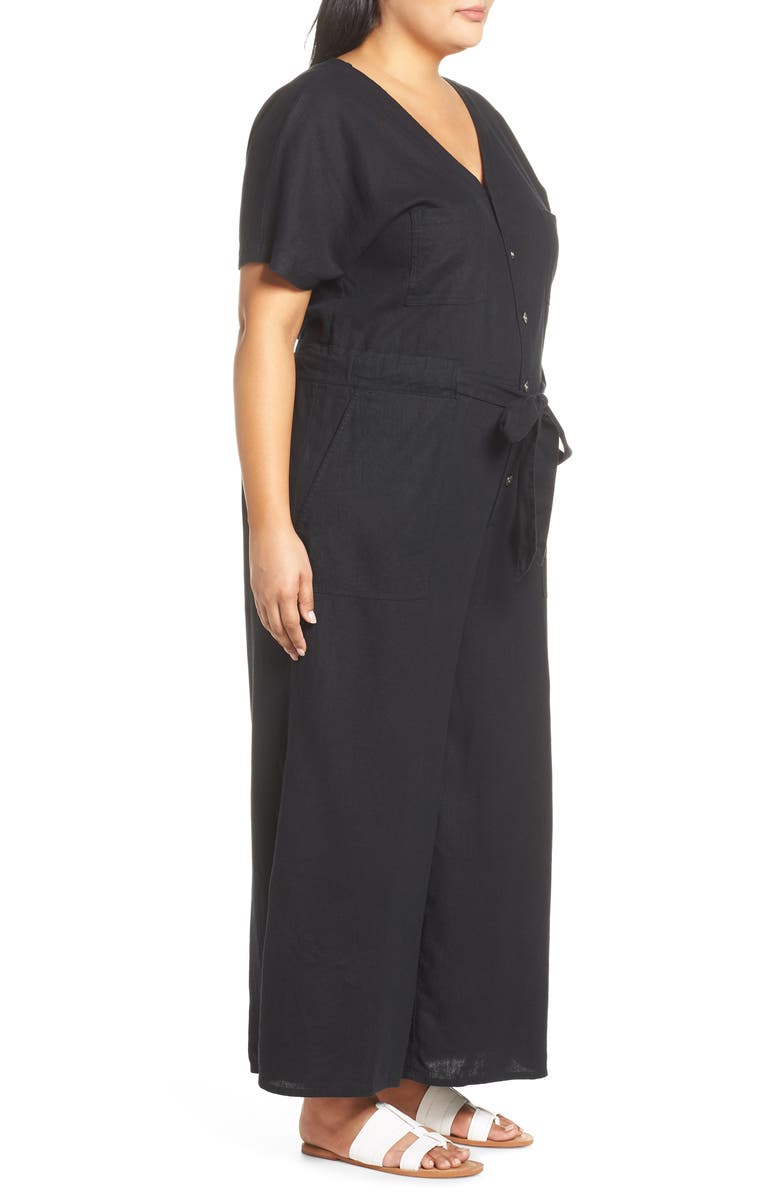 Caslon<sup>®</sup> Wide Leg Linen Blend Jumpsuit, Alternate, color,