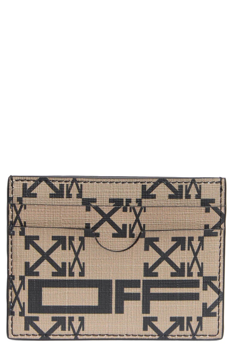 Off-White Leather Card Case, Main, color, 
