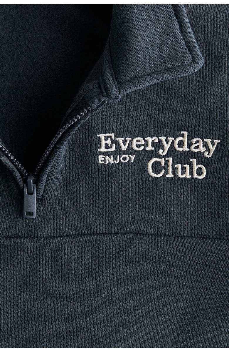 H&M Embroidery-detail Zip-top Sweatshirt, Alternate, color, Dark Gray/Everyday Club
