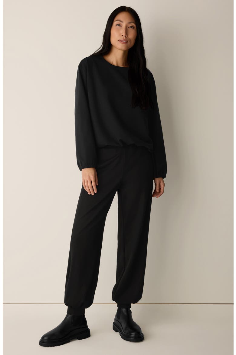 Drawstring Waist Knit Top, Alternate, color, BLACK