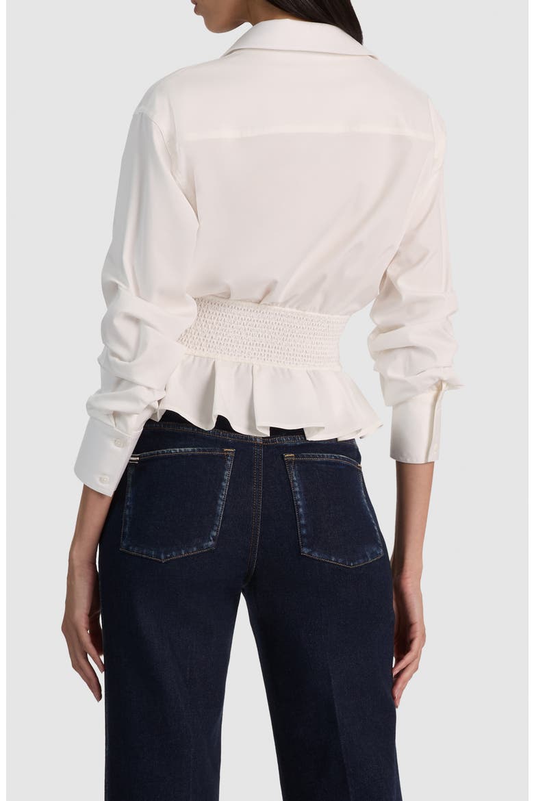 Edie Gathered Corset Shirt, Alternate, color, OFF WHITE