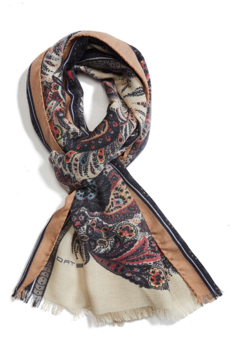 Etro Calcutta Paisley Swirl Cashmere & Silk Scarf, Alternate, color, 