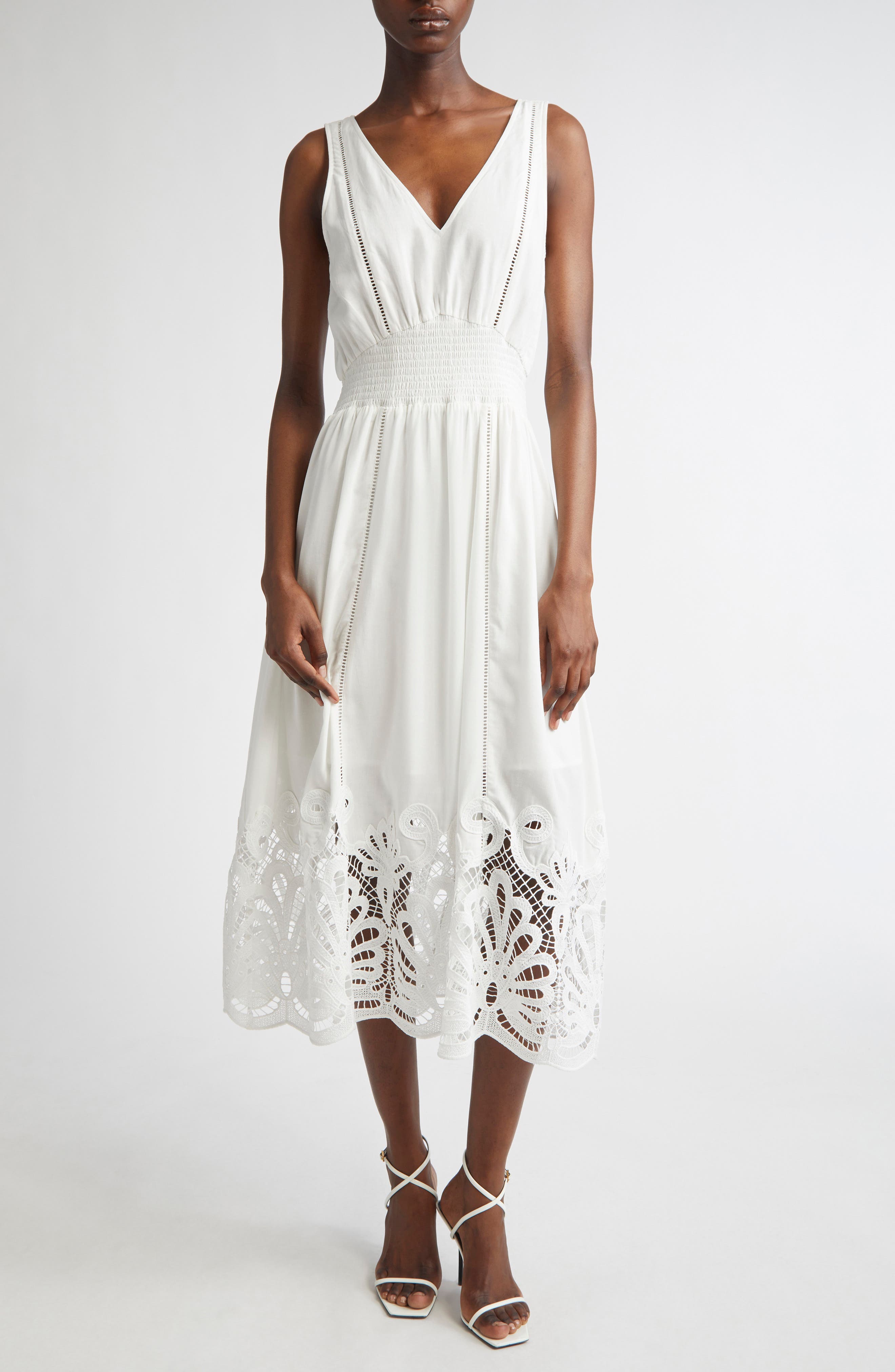 Ramy Brook Lucy Embroidery Detail Cotton Blend Dress