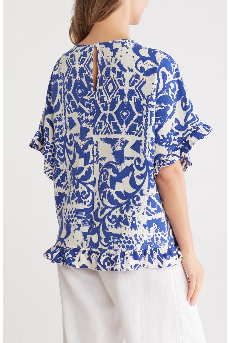 Ruffle Short Sleeve Top, Alternate, color, BLUE