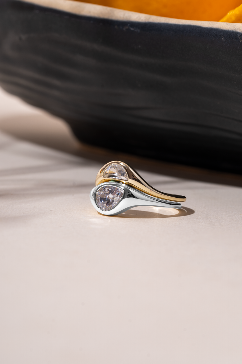 Two Tone Double Ring Set, Alternate, color, Two Tone