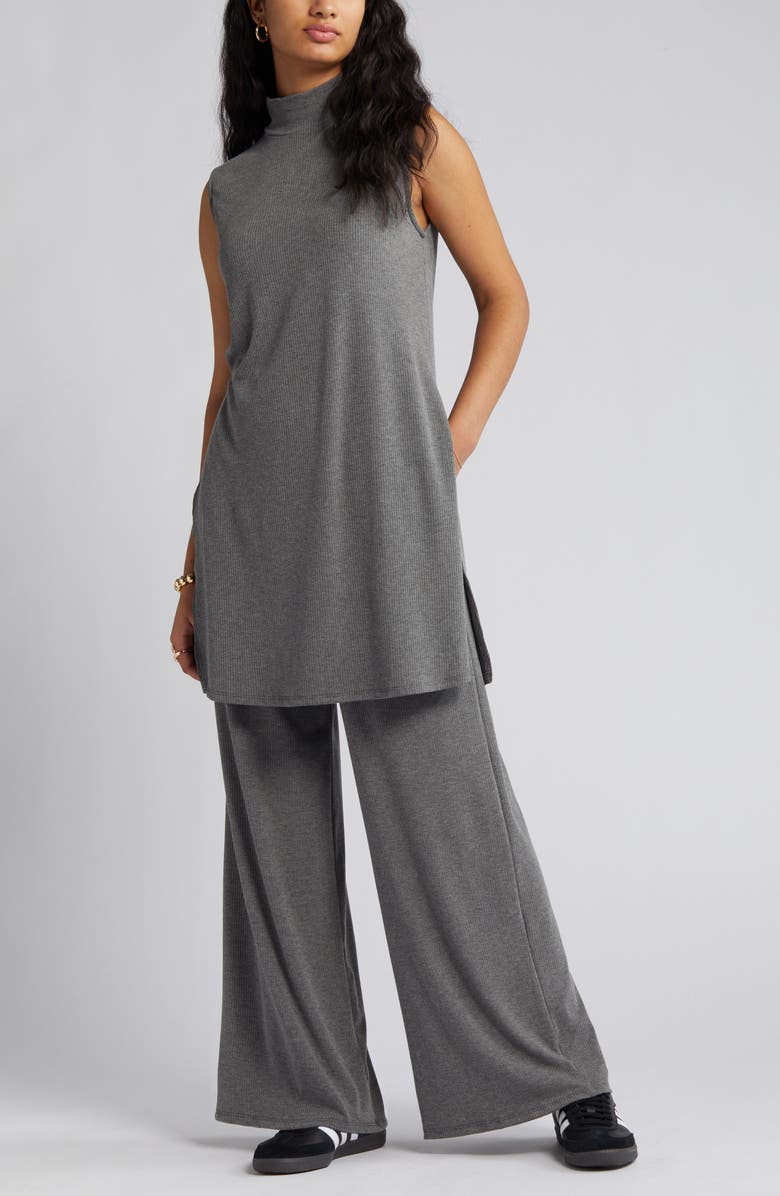 Dressed in Lala Gigi Sleeveless Top & Wide Leg Pants Set, Alternate, color, Charcoal