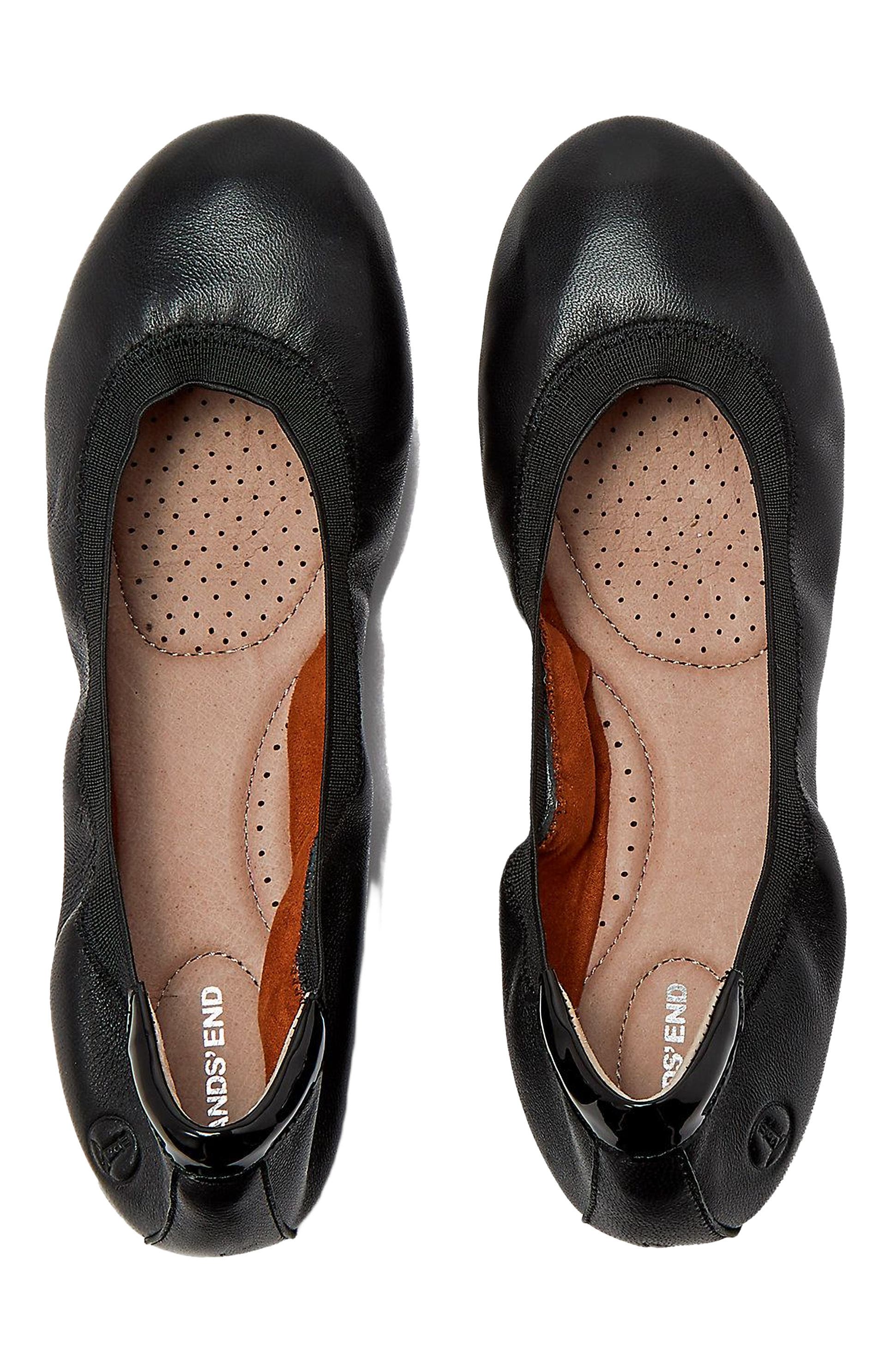 Lands' End Comfort Elastic Slip On Ballet Flat Shoes, Alternate, color, Black