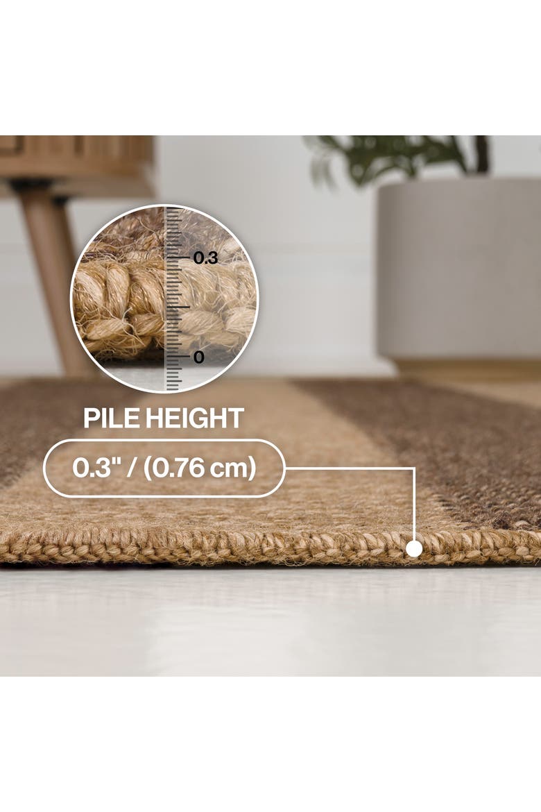 Sutton Easy Jute Modern Geometric Boho Stripe Indoor/Outdoor Area Rug, Alternate, color, Natural/Brown