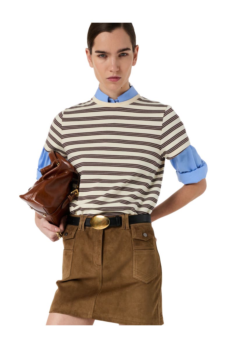 GERARD DAREL Maysane Crew Neck Striped T-Shirt, Main, color, Brown