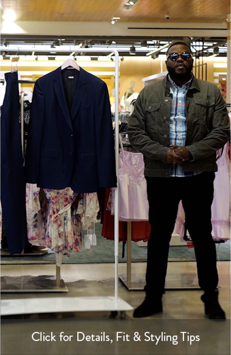 Huge Slim Fit Navy Check Stretch Wool Suit, sales video thumbnail