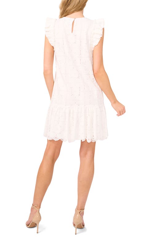 CECE CECE FLORAL LACE FLUTTER SLEEVE SHIFT DRESS