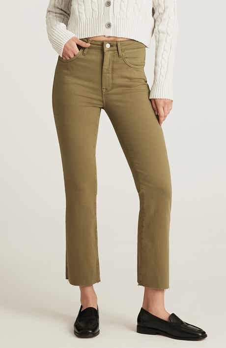 Anika Mid Rise Raw Hem Crop Flare Jeans