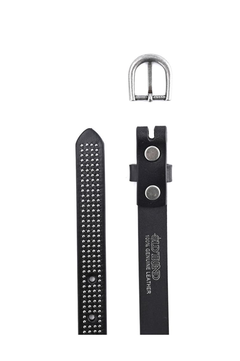 Stud Genuine Leather Slim Studded Everyday Belt, Alternate, color, Black