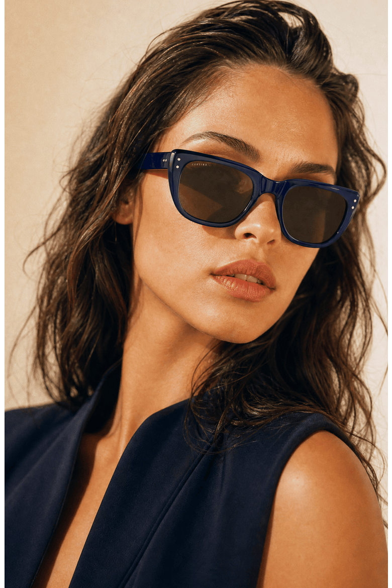 Cheri 52mm Cat Eye Sunglasses, Alternate, color, Navy