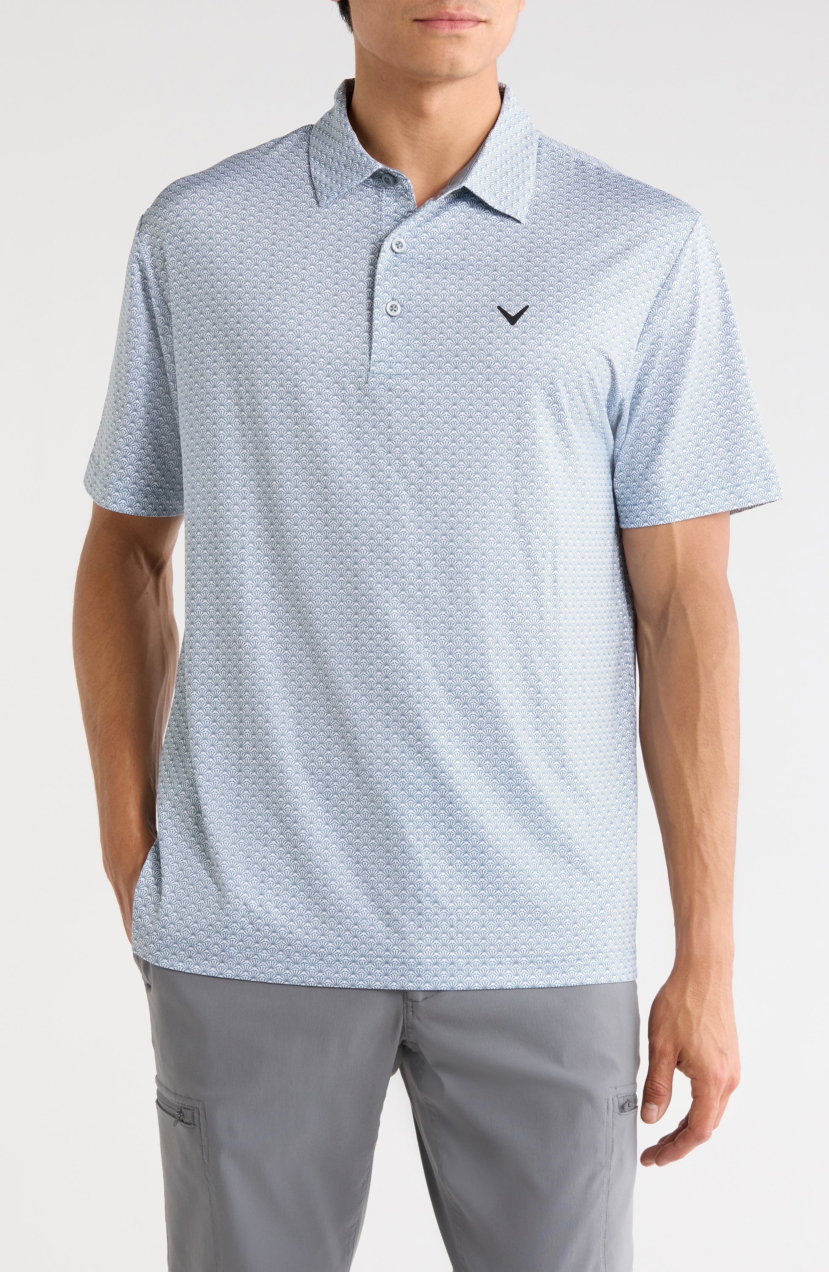 Chevron Foulard Print Short Sleeve Polo