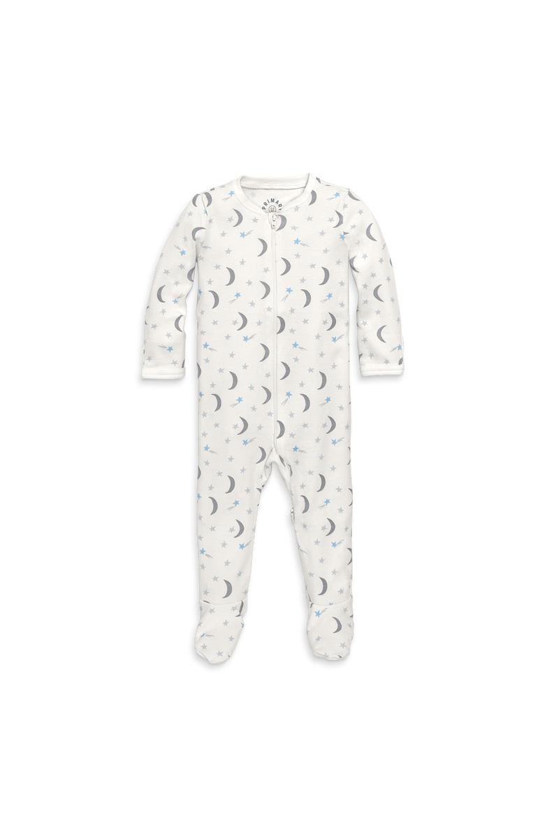 Primary Baby Organic Zip Footie, Main, color, Ivory Stars Moons