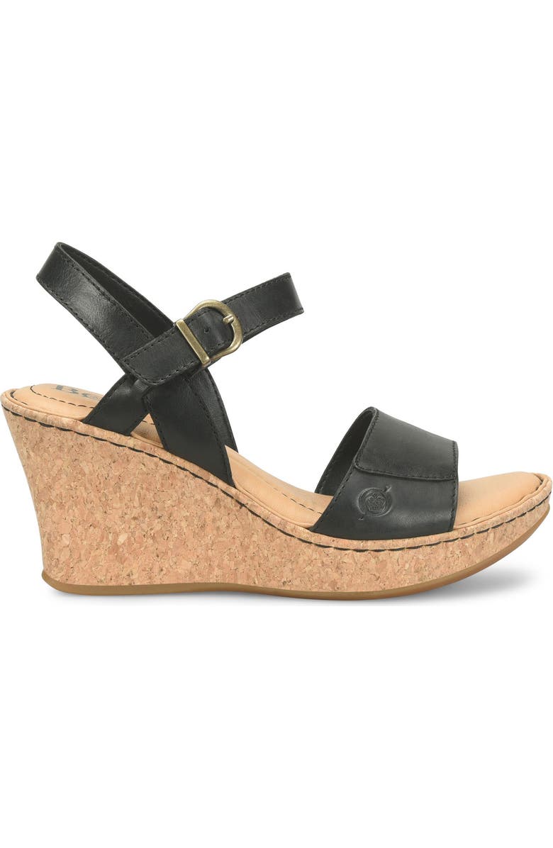 Børn Janine Wedge Sandal, Alternate, color, Black Leather