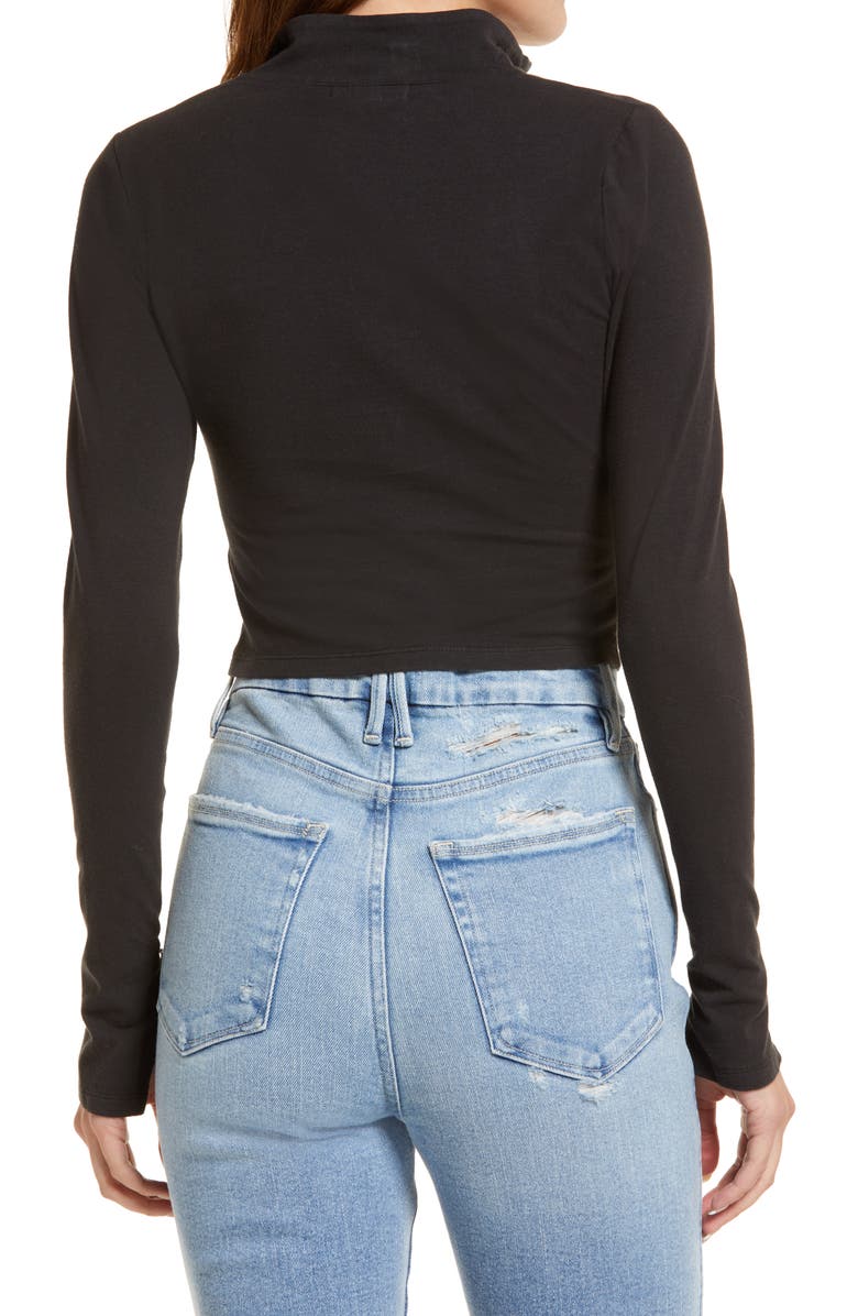 Good American Zip Mock Sleeve Top, Alternate, color, 