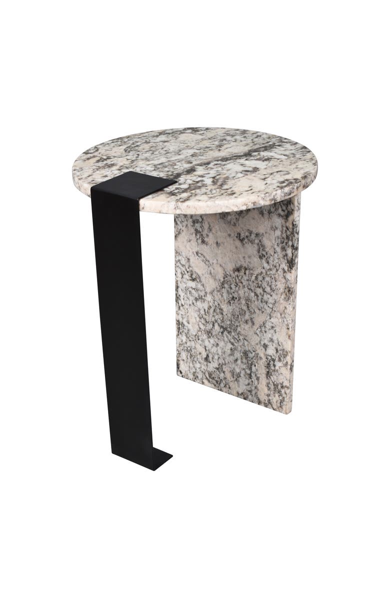 JONATHAN Y Lyra 20.66" Contemporary Natural Marble/Metal Handmade Round End Table, Main, color, Ivory/Black