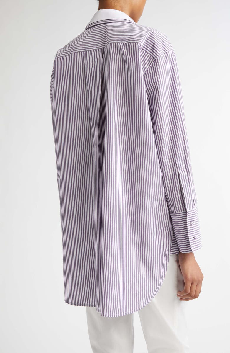 Max Mara Tubinga Stripe Stretch Cotton Button-Up Shirt, Alternate, color, 