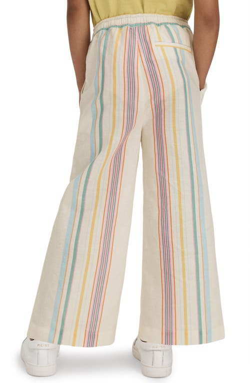 REISS REISS KIDS' CLEO STRIPE WIDE LEG COTTON & LINEN PANTS 