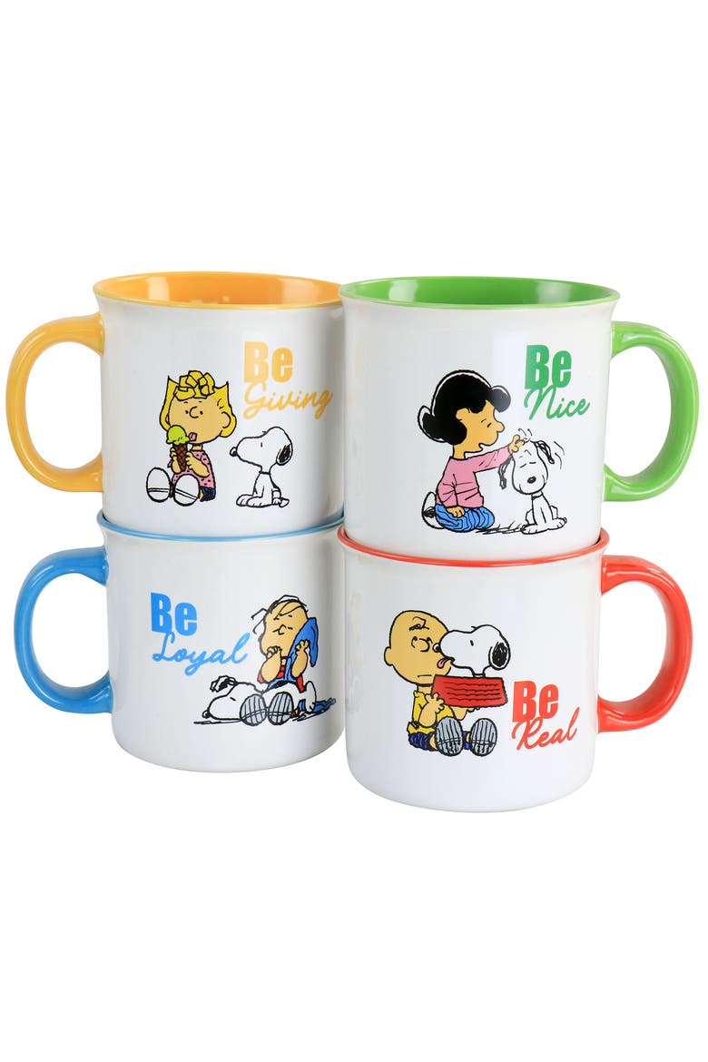 Gentle Reminders Stoneware 4 Piece 21oz Mug Set, Main, color, White