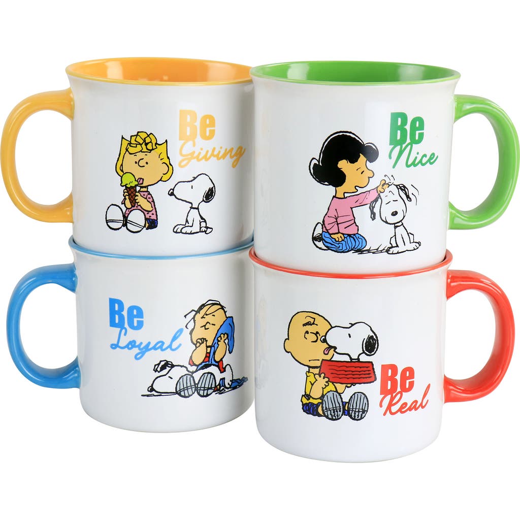Peanuts Gentle Reminders Stoneware 4 Piece 21oz Mug Set In Multi