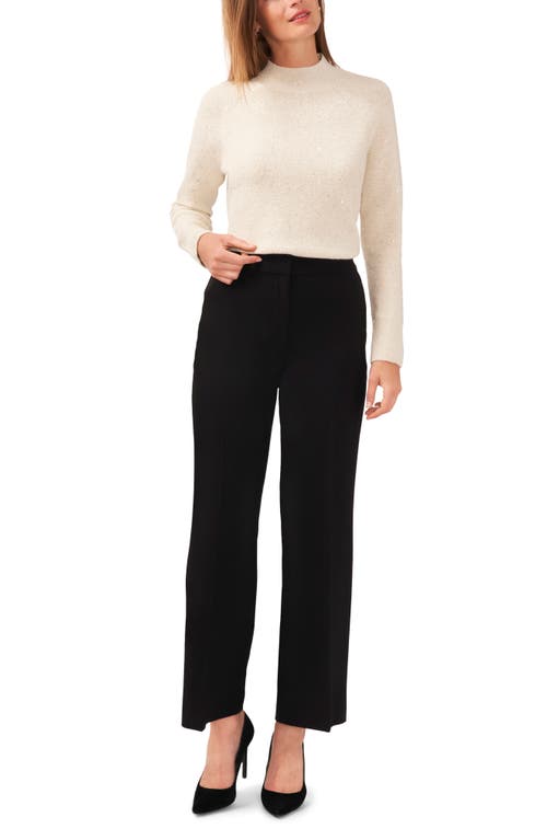 Halogen Sequin Mock Neck Sweater In Flax