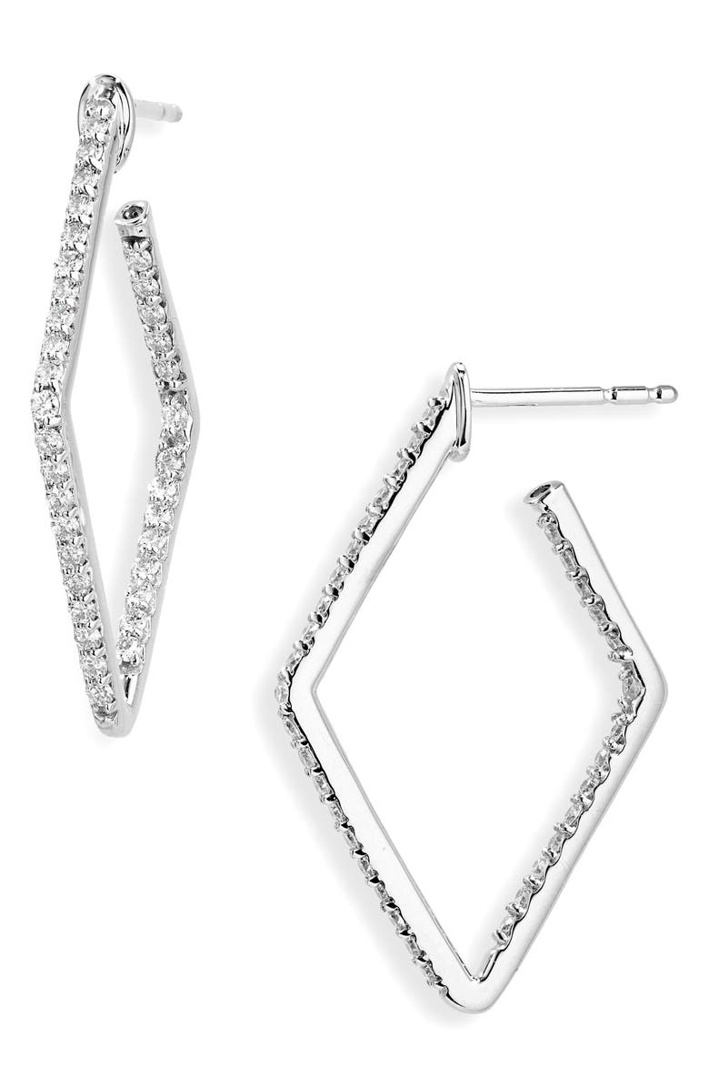 Roberto Coin Inside Out Diamond Square Hoop Earrings, Main, color,
