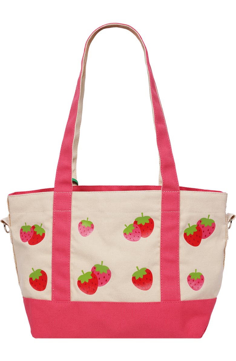 C & C California Strawberry Print Tote Bag, Alternate, color, Pink