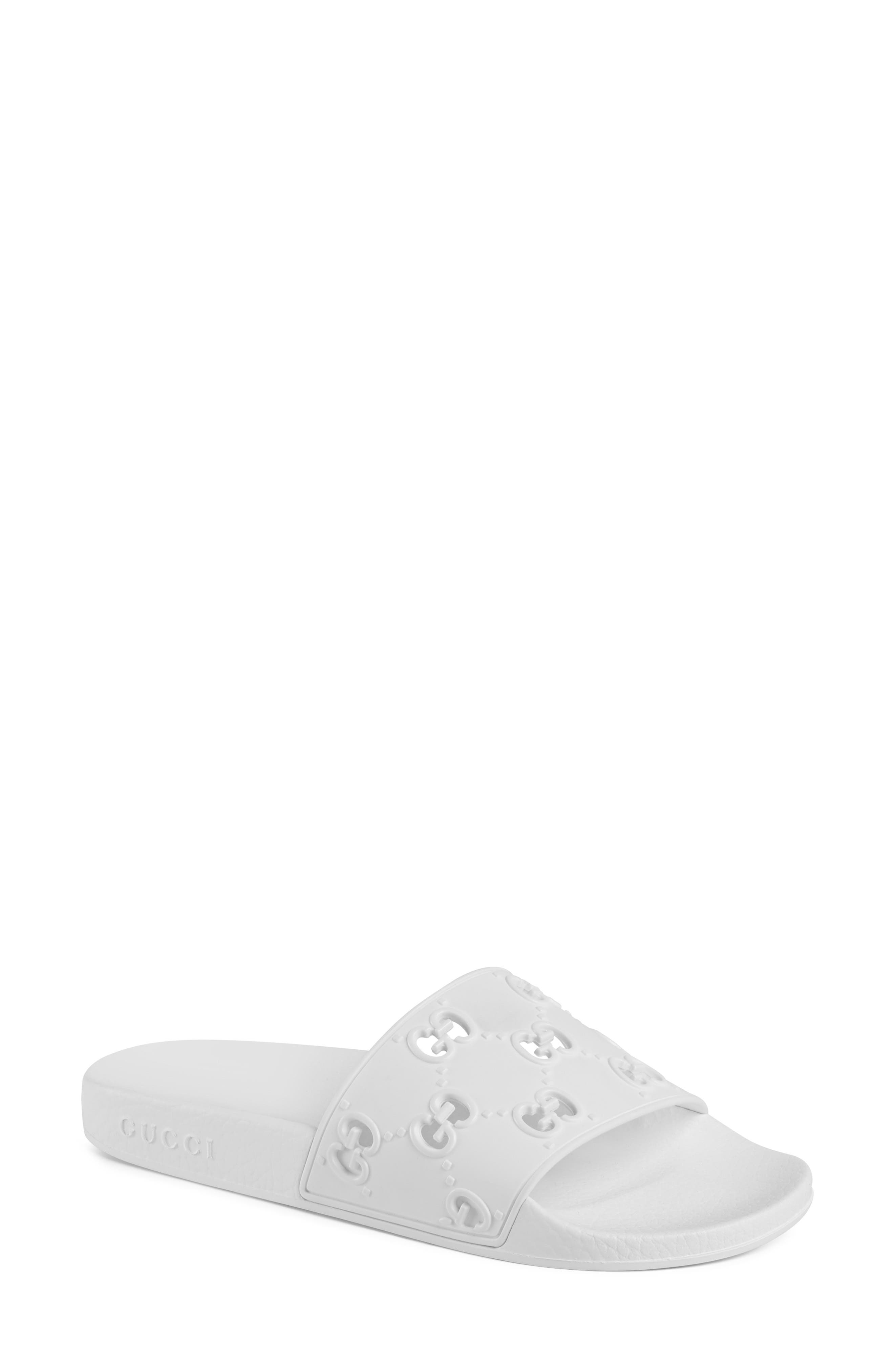 Pursuit GG Logo Slide Sandal, Main, color, GREAT WHITE