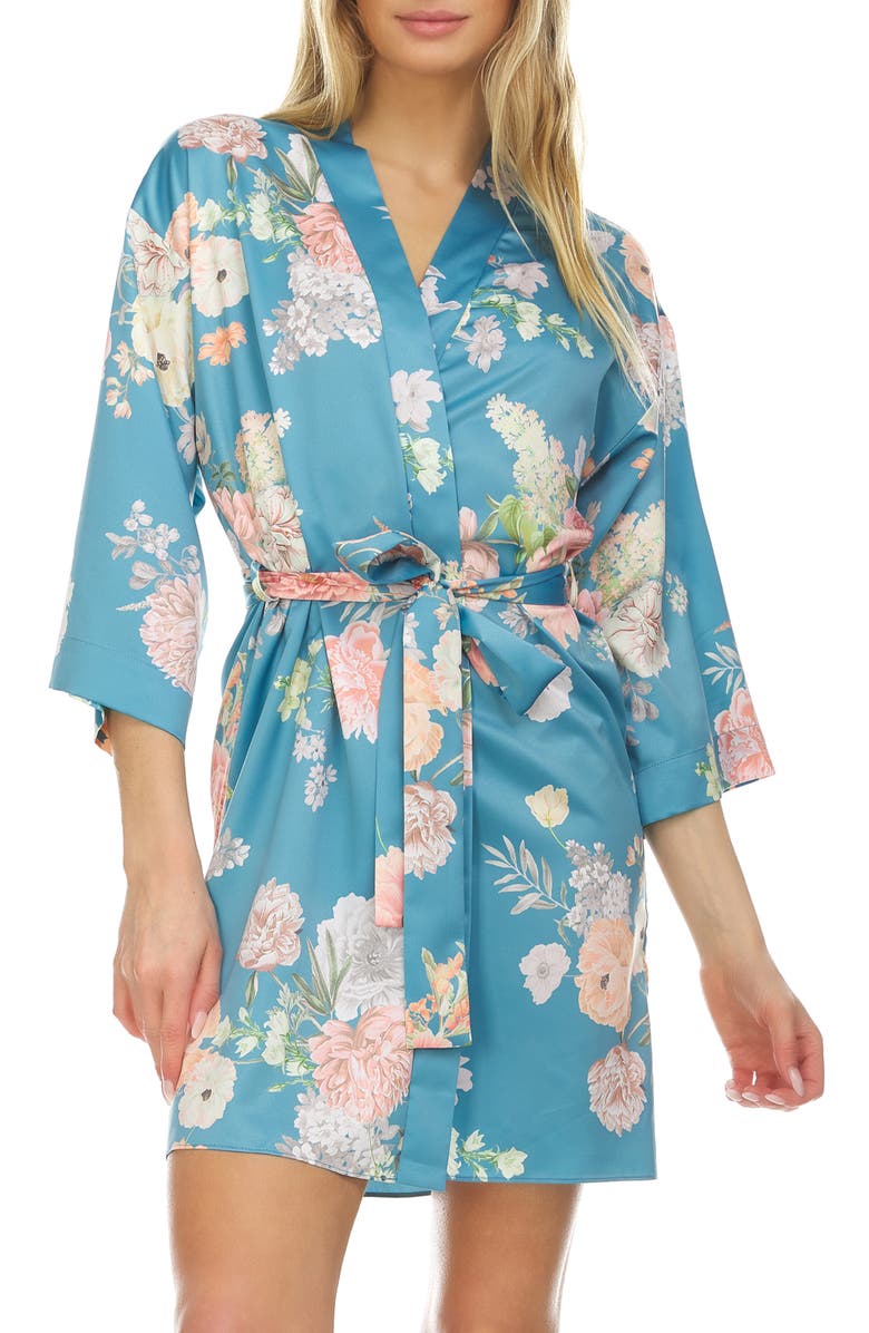 Flora Nikrooz Arisa Floral Charmeuse Wrap, Main, color, 