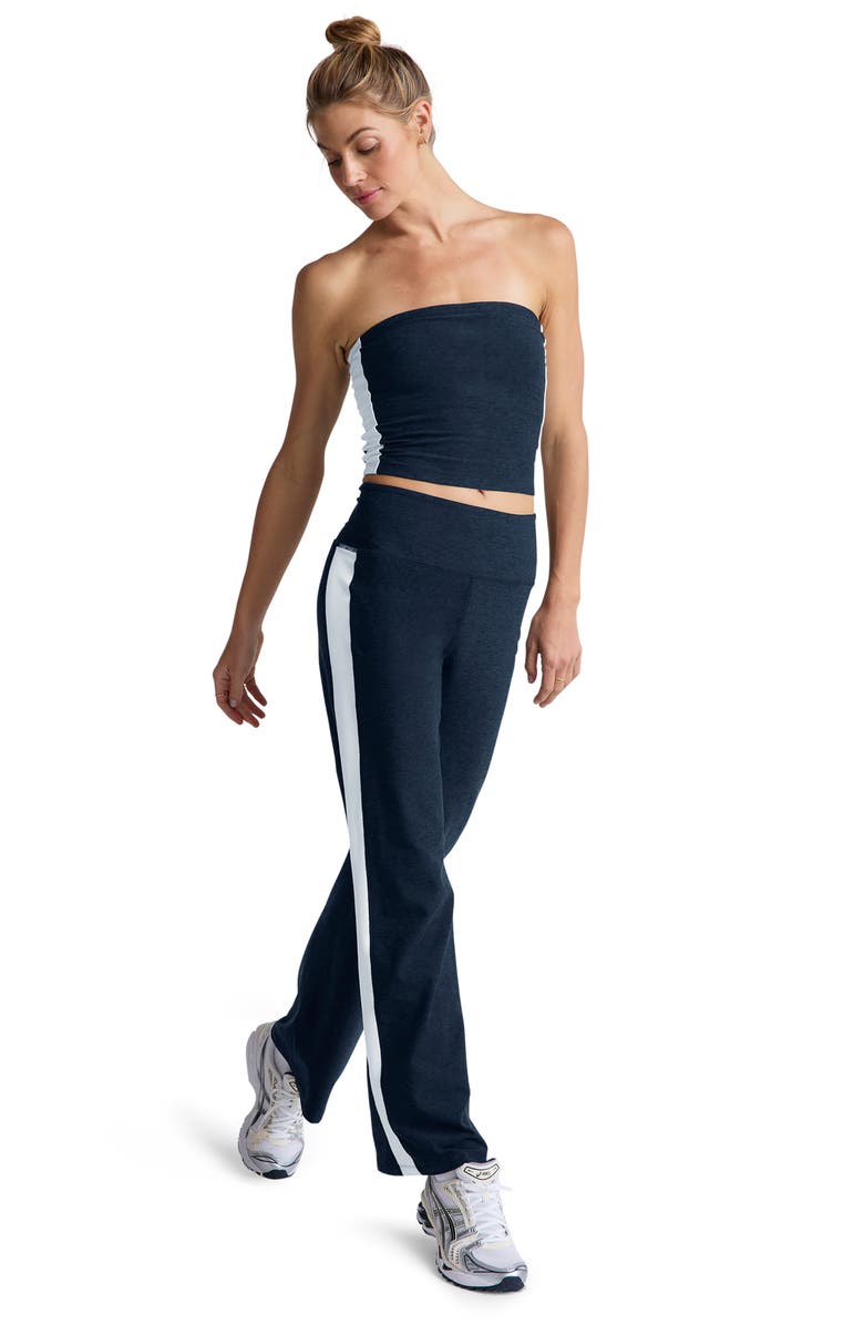 Beyond Yoga Space Dye Laid Back Stripe Pants, Alternate, color, Nocturnal Navy/ Cloud White