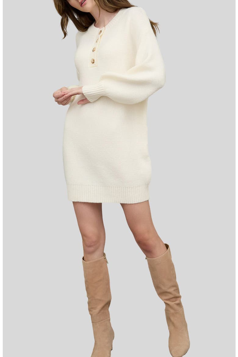 Long Sleeve Sweater Dress, Main, color, CREAM