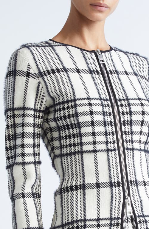 Brandon Maxwell Greer Plaid Jacquard Cardigan In Black