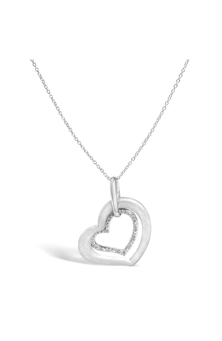 Haus of Brilliance Sterling Silver Diamond Accent Matte Finish Heart Pendant Necklace, Main, color, Silver