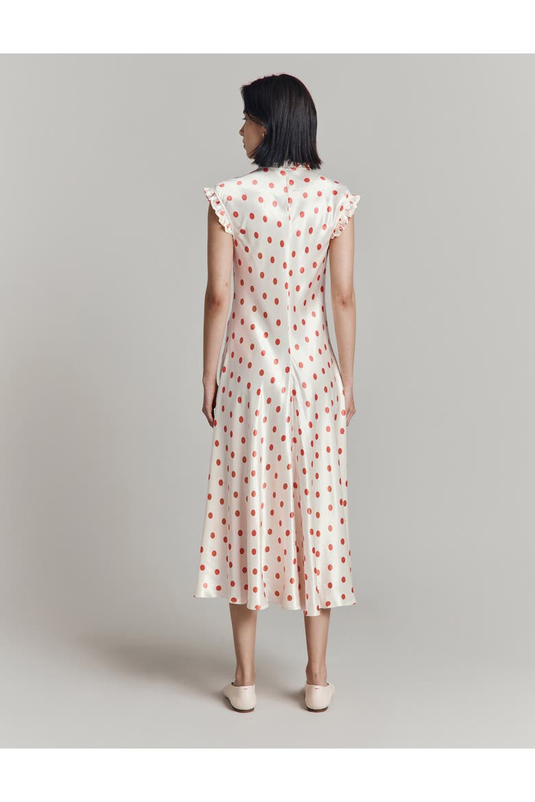 Cicely Polka Dot Satin Midi Dress, Alternate, color, Ivory Polka Dot